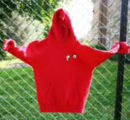 Warm, smart red hooded sweatshirt 